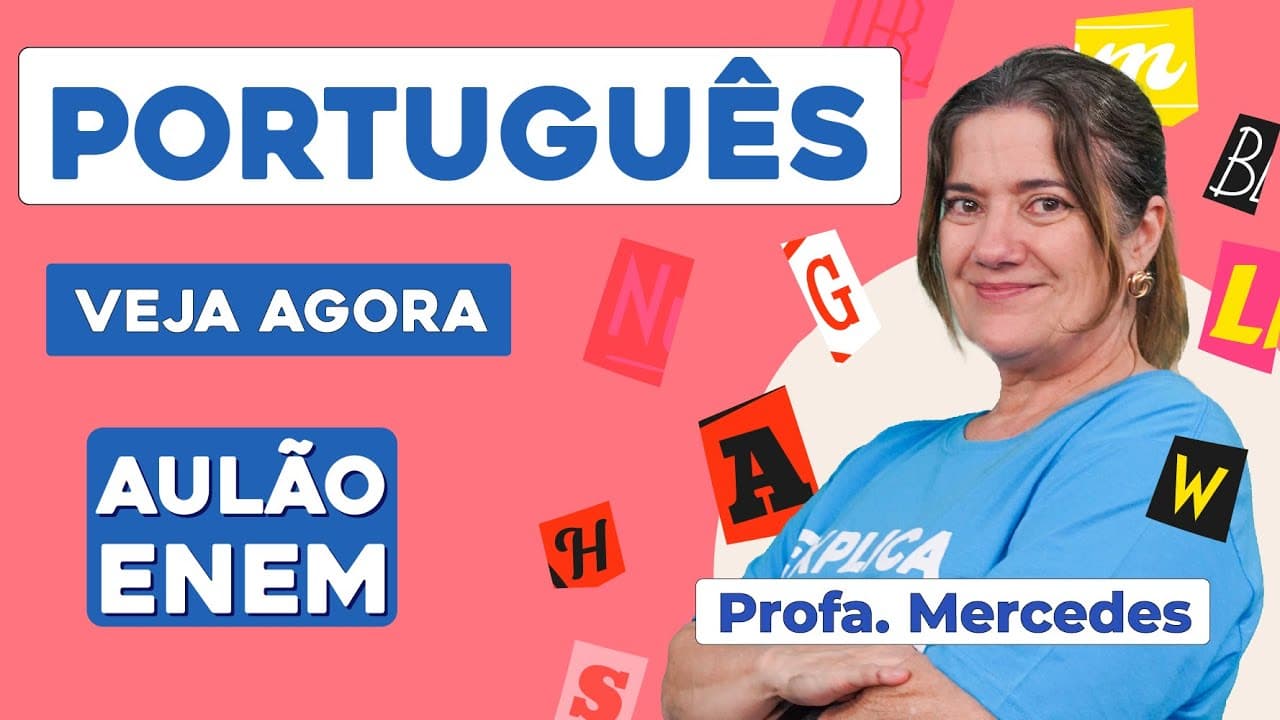 Thumbnail: AULÃO DE PORTUGUÊS PARA O ENEM: 10 temas que mais caem | Aulão Enem| Profa. Mercedes Bonorino
