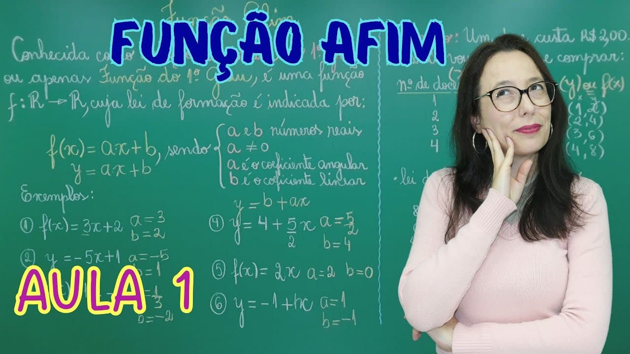 Thumbnail: FUNÇÃO AFIM | FUNÇÃO DO 1º GRAU | LEI DE FORMAÇÃO | AULA 1  -  Professora Angela Matemática