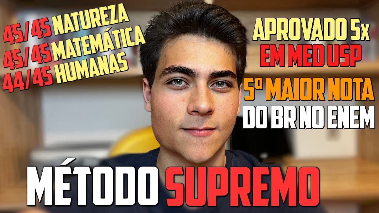 Thumbnail: MEU MÉTODO SUPREMO DE ESTUDOS | 851 de MÉDIA e 5ª MAIOR NOTA DO BRASIL NO ENEM