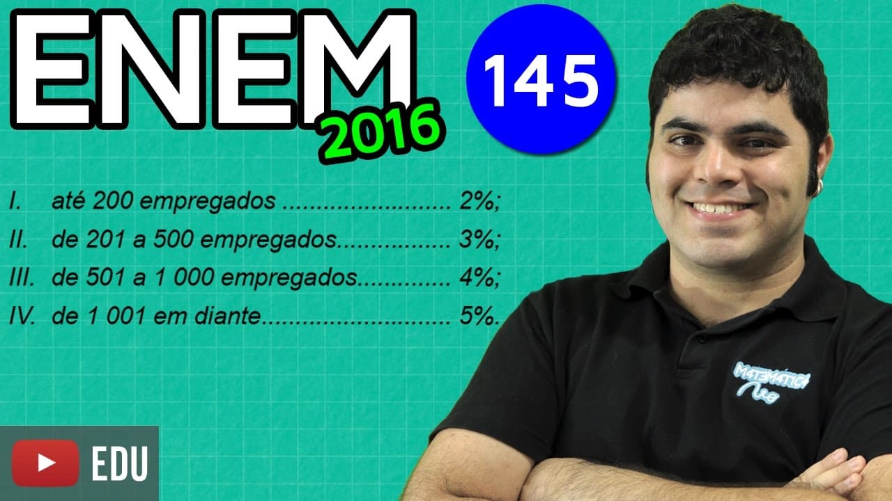 Thumbnail: 👉 ENEM 2016 Matemática #10 - Porcentagem e Proporção de Deficientes ou Reabilitados (pegadinha)