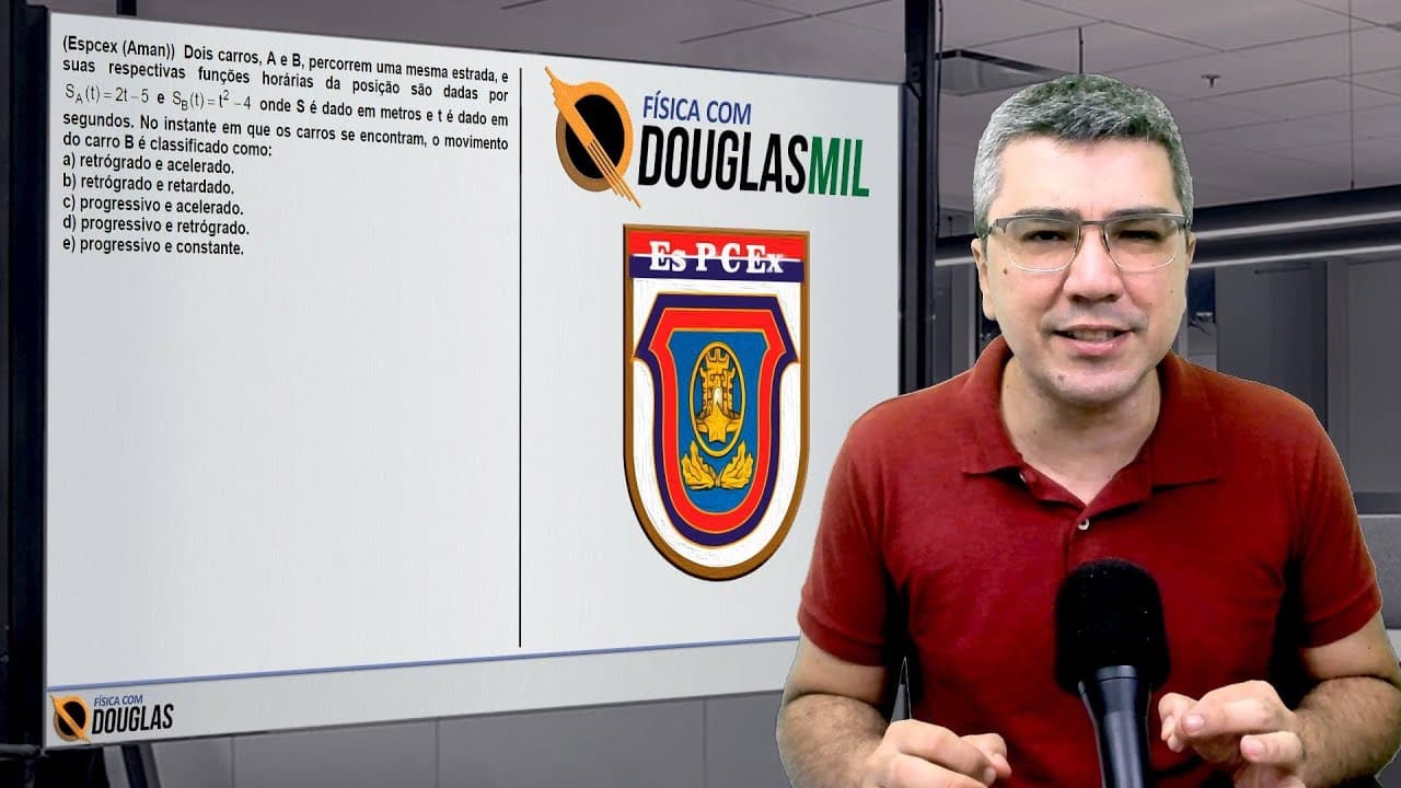 Thumbnail: Física com Douglas Militar | FcD MIL | EspCEx | Cinemática | Dois Carros A e B percorrem uma mesma