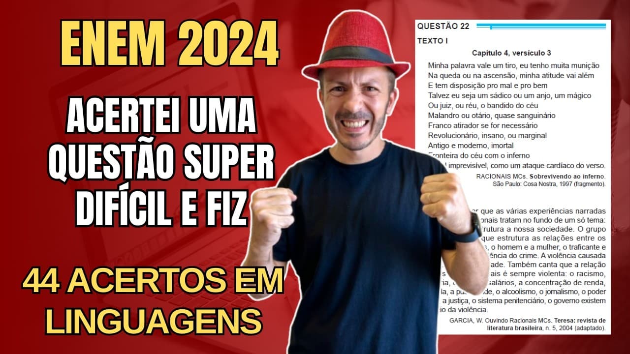 Thumbnail: ENEM 2024: Capítulo 4, versículo 3 Minha palavra vale um tiro, eu tenho muita munição