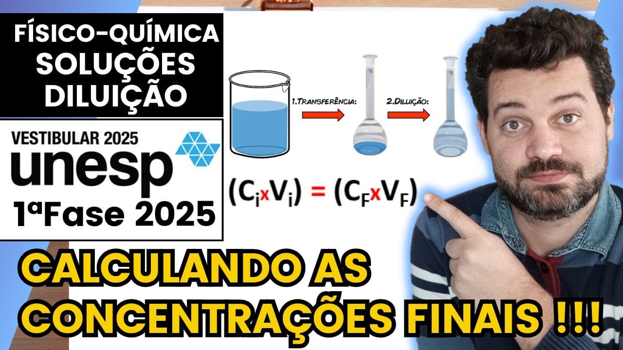 Thumbnail: ✏️UNESP 2025 | Uma solução aquosa do sal sulfato de cobre pentahidratado, CuSO4.5H2O, massa molar =