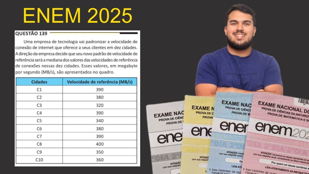 Thumbnail: ENEM 2025 - Uma empresa de tecnologia vai padronizar a velocidade de conexão de internet que oferece