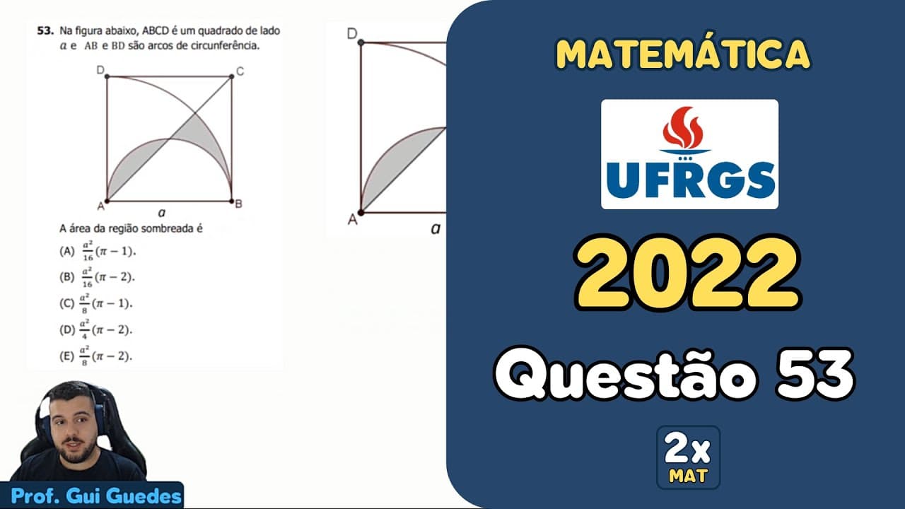 Thumbnail: Resolução Matemática UFRGS 2022 - Questão 53 | Matemática em Dobro