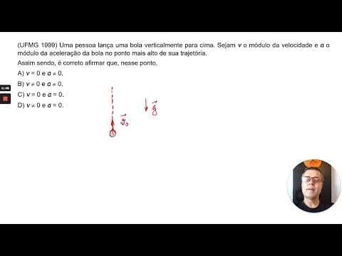 Thumbnail da aula: UFMG 2009: Uma pessoa lança uma bola verticalmente para cima. Sejam v o módulo da velocidade e ...
