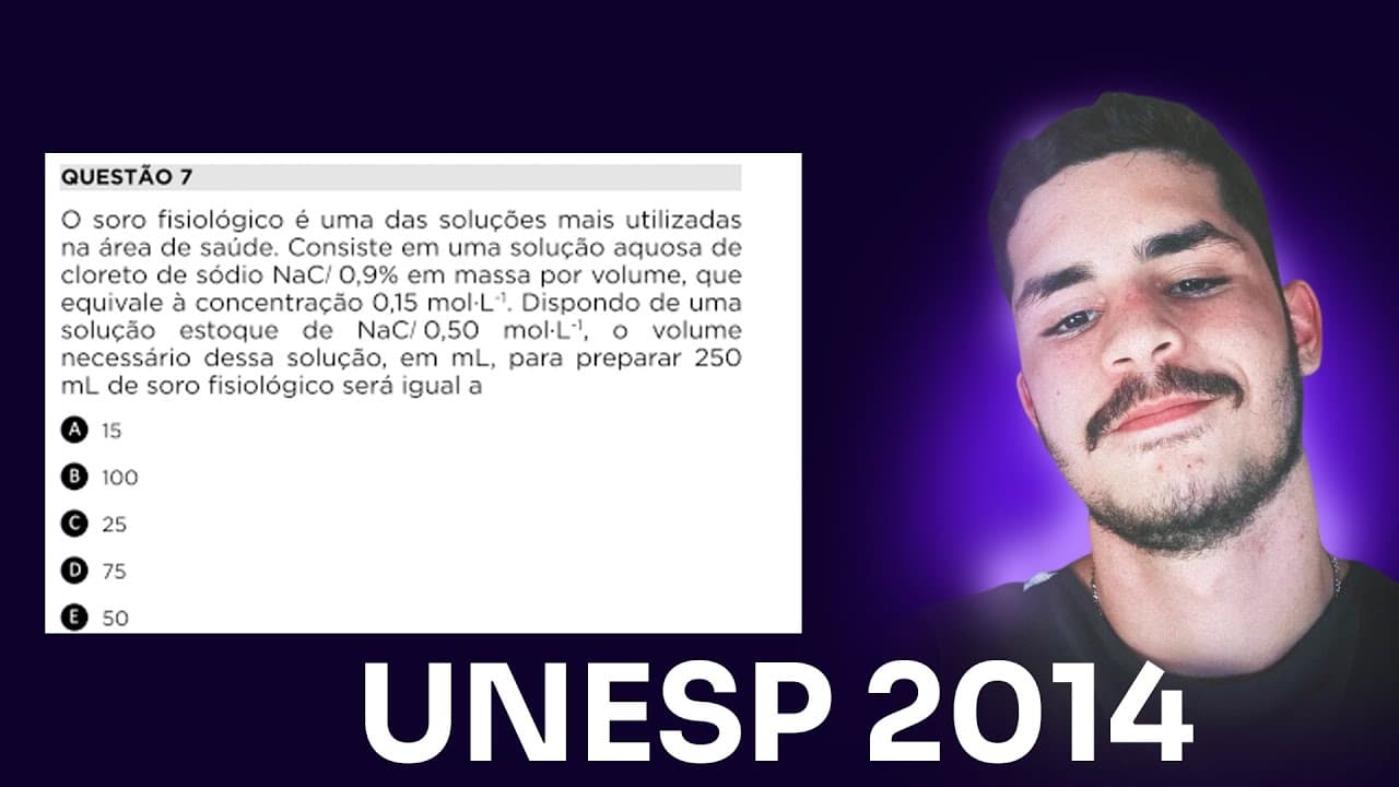 Thumbnail: (UNESP - 2014 - 1ª FASE) O soro fisiológico é uma das soluções mais utilizadas na área de saúde.