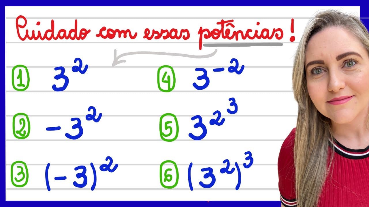 Thumbnail: PARE DE ERRAR ESSAS POTÊNCIAS! EXPLICAÇÃO DE POTENCIAÇÃO PARA APRENDER MATEMÁTICA AGORA!