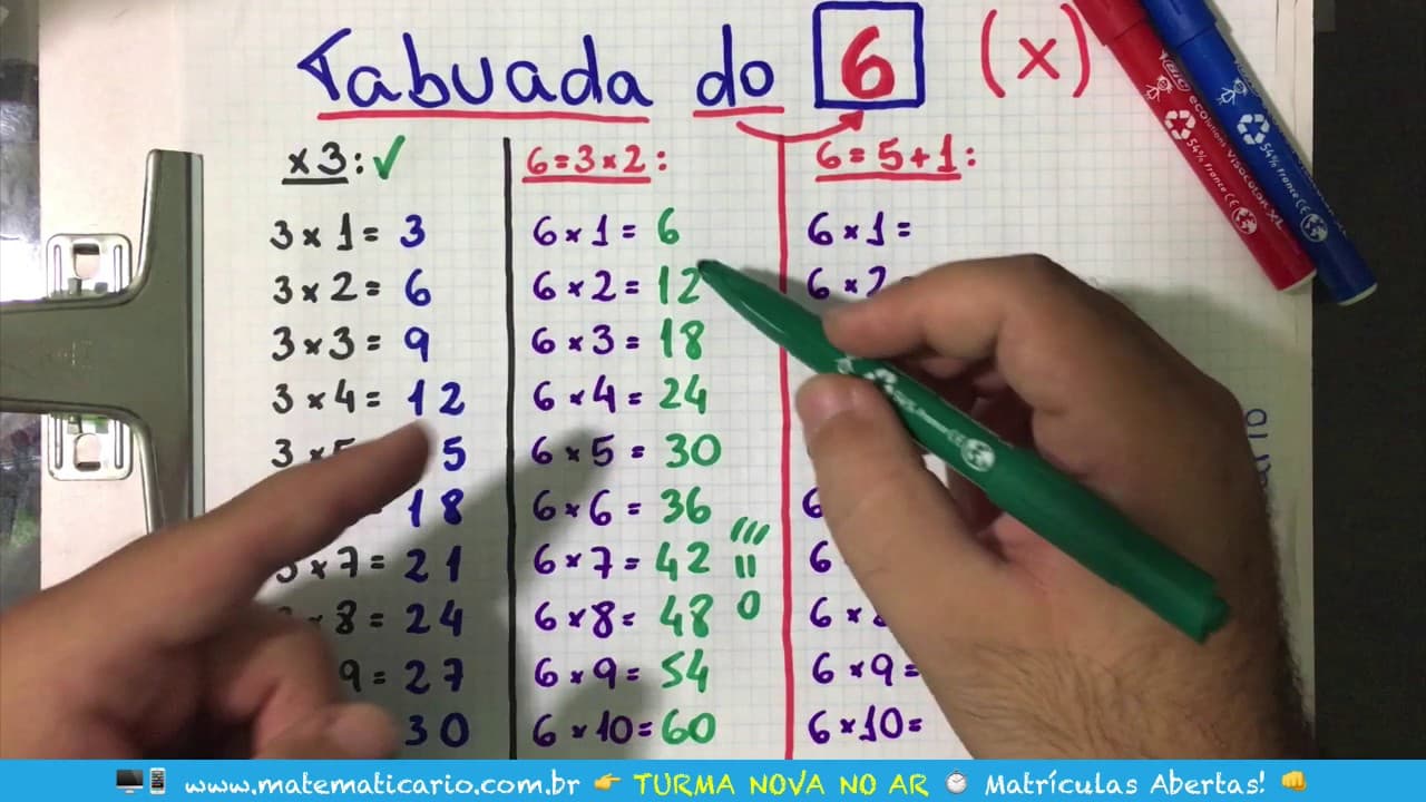 Thumbnail: ⏱ TABUADA FÁCIL, RÁPIDA E SIMPLES DO 6 👉 Minuto Matemática