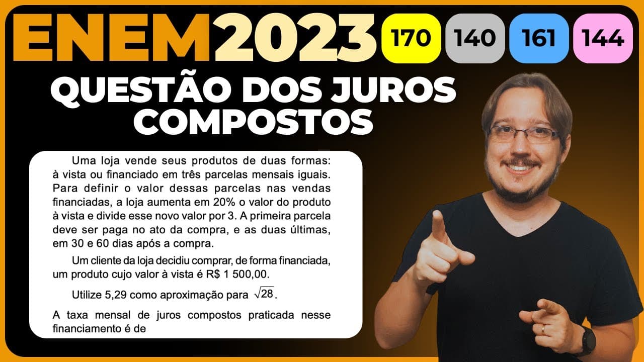 Thumbnail: ENEM 2023 || Matemática Financeira || Uma loja vende seus produtos de duas formas: à vista ou