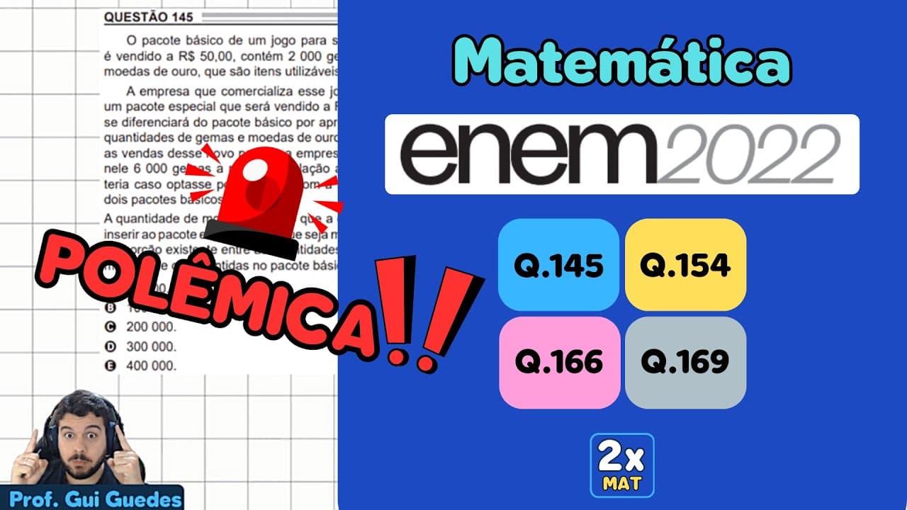 Thumbnail: Resolução Matemática ENEM 2022 - Questão 145 - Caderno Azul - O pacote básico de um jogo para