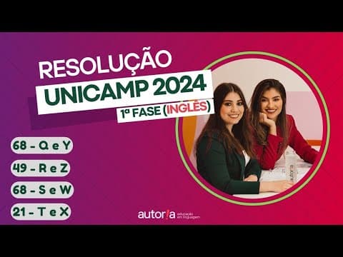 Thumbnail da aula: Resolução UNICAMP 2024 (1ª fase) - Autoria Linguagem - Questão 68 | Linguagens, prova Q e Y
