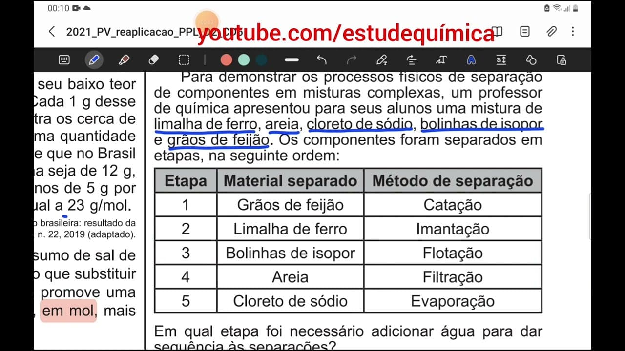 Thumbnail: Enem 2021- Para demonstrar os processos físicos de separação de componentes em misturas complexas...