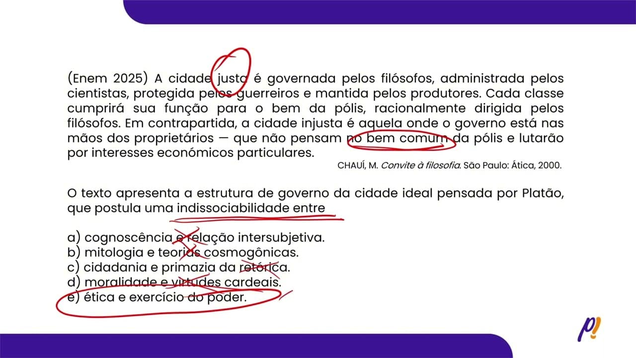 Thumbnail: ENEM 2025 | A cidade justa é governada pelos filósofos, administrada pelos cientistas...
