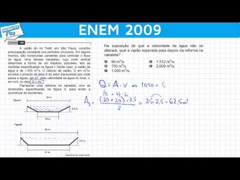 Thumbnail da aula: ENEM 2009 Matemática #34 - Área do Trapézio e Vazão da Canaleta