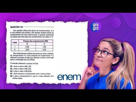 Thumbnail da aula: EXPRESSÃO ALGÉBRICA - QUESTÃO 151 PROVA VERDE ENEM  2024 MATEMÁTICA