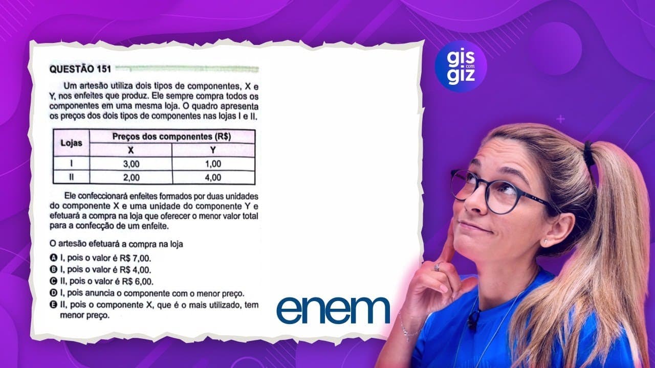 Thumbnail: EXPRESSÃO ALGÉBRICA - QUESTÃO 151 PROVA VERDE ENEM  2024 MATEMÁTICA