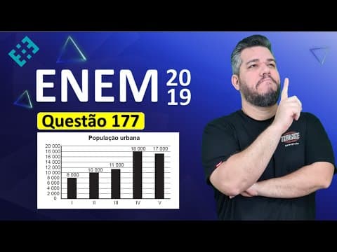 Thumbnail da aula: ✅ QUESTÃO 177 ENEM 2019 (Caderno Amarelo) 👉🏻 A taxa de urbanização de um município é dada pela razão