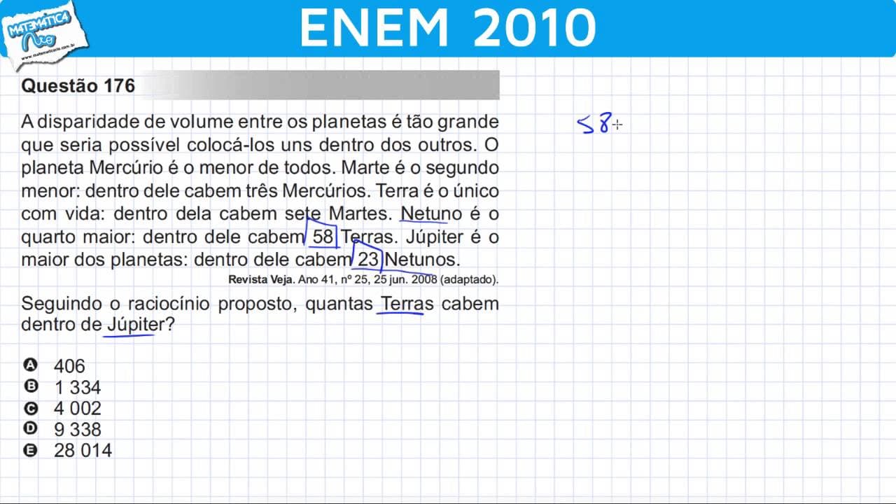 Thumbnail: ENEM 2010 Matemática #41 - Quantas Terras Cabem Dentro de Júpiter? (com dica matadora)
