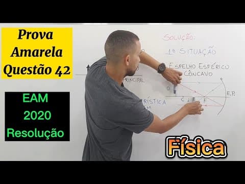 Thumbnail da aula: Resolução EAM 2020 Física | Questão 42 | Espelho Esférico Côncavo| Prof. Lacerda