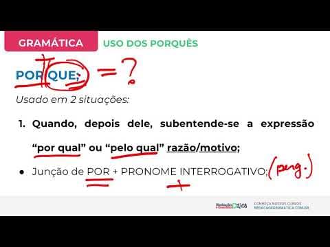 Thumbnail da aula: USO DOS PORQUÊS: DIFERENÇAS ENTRE 'POR QUE', 'POR QUÊ', 'PORQUE' e 'PORQUÊ' - Profa. Pamba