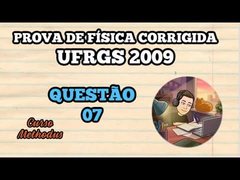 Thumbnail da aula: 07 de 2009 da prova de física da UFRGS - Um bloco, move-se com velocidade constante Vo, colide
