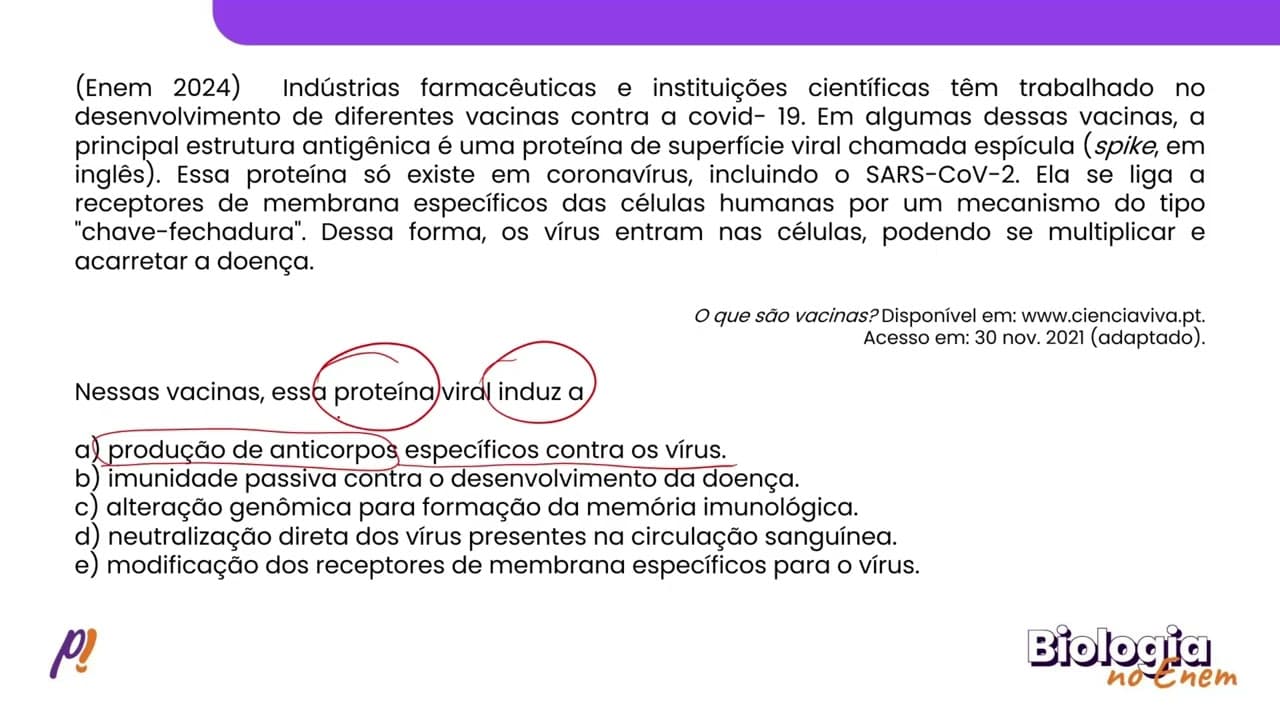 Thumbnail: ENEM 2024 - FISIOLOGIA I | Indústrias farmacêuticas e instituições científicas têm trabalhado...