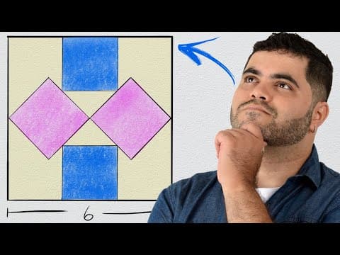 Thumbnail da aula: 🤷🏻‍♂️ DUVIDO Você Calcular a ÁREA DA REGIÃO COLORIDA Formada por QUADRADOS! Você Consegue Resolver?