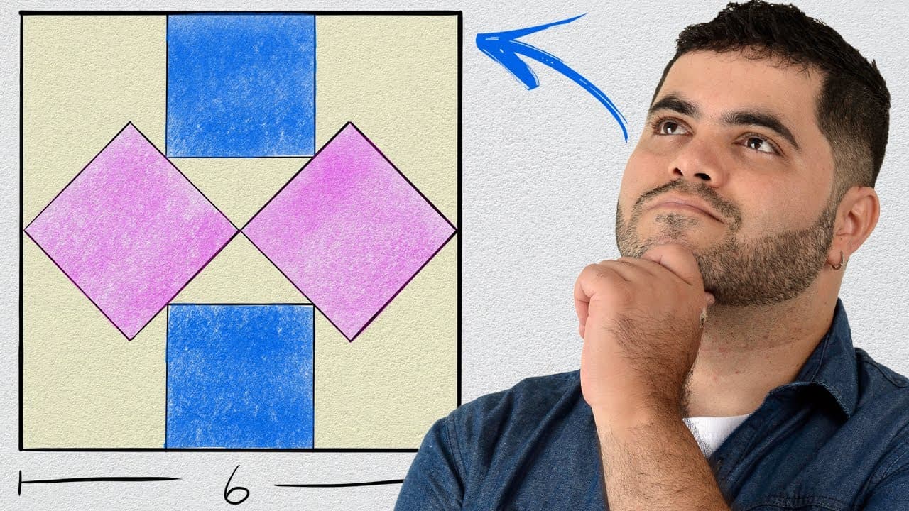 Thumbnail: 🤷🏻‍♂️ DUVIDO Você Calcular a ÁREA DA REGIÃO COLORIDA Formada por QUADRADOS! Você Consegue Resolver?
