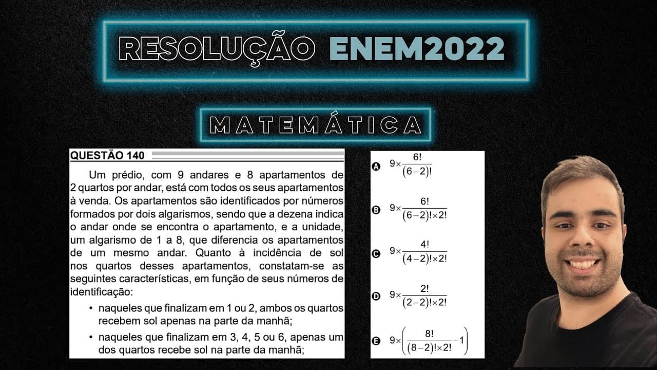 Thumbnail: ENEM 2022 Um prédio, com 9 andares e 8 apartamentos de 2 quartos por andar, está com todos os seus