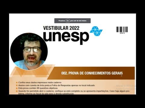 Thumbnail da aula: UNESP 2022 - 1ª Fase - 2º Dia - Correção e Comentários