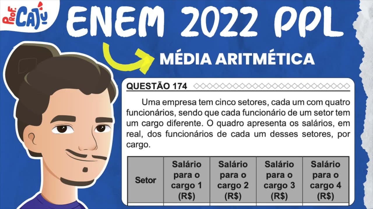Thumbnail: [ENEM 2022 PPL] 174 📘 MÉDIA ARITMÉTICA Uma empresa tem cinco setores, cada um com quatro