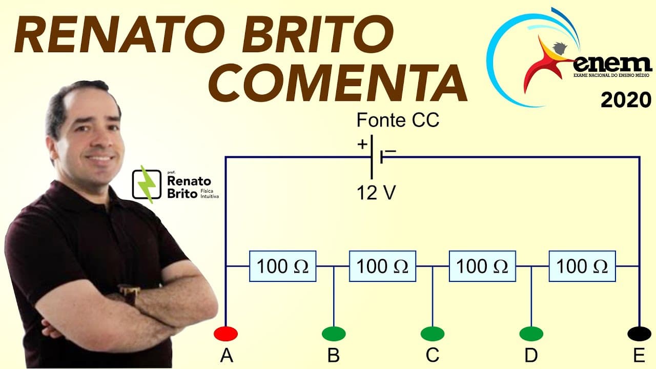 Thumbnail: Circuitos eletricos ENEM 2020 - Um estudante tem uma fonte de tensão com corrente contínua