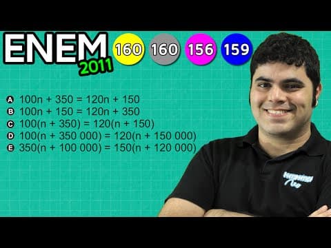 Thumbnail da aula: ENEM 2011 Matemática #24 - Lei de Formação da Função do Primeiro Grau