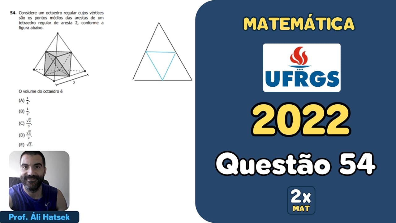 Thumbnail: Resolução Matemática UFRGS 2022 - Questão 54 | Matemática em Dobro
