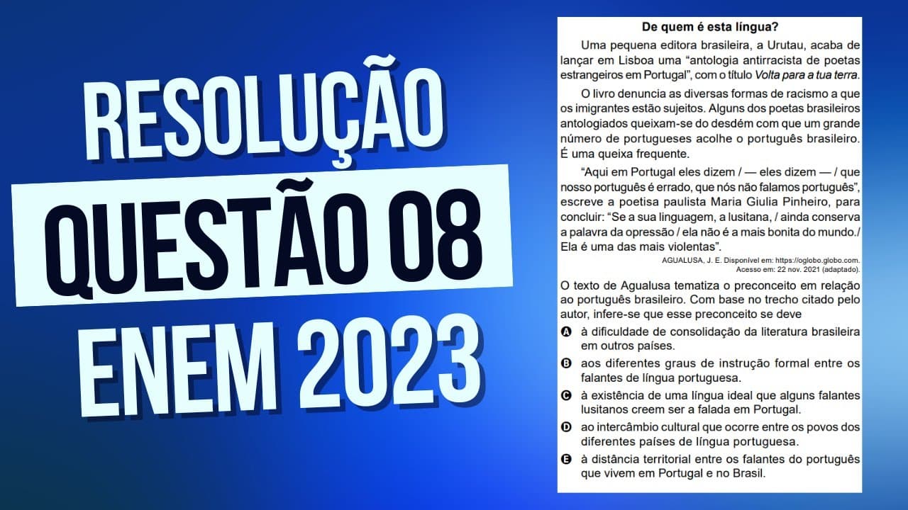 Thumbnail: Resolução questão 08 (PROVA AZUL) | Linguagens ENEM 2023