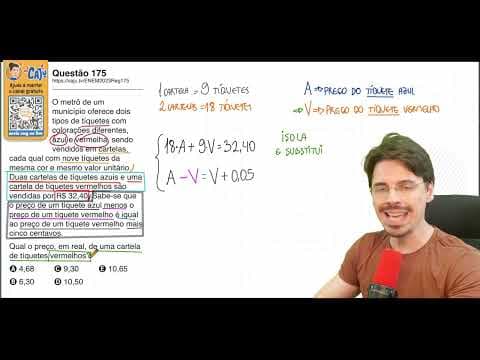 Thumbnail da aula: [ENEM 2023] 175 📘 SISTEMAS LINEARES O metrô de um município oferece dois tipos de tíquetes com