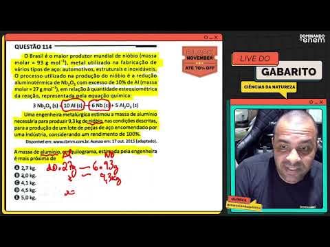 Thumbnail da aula: ENEM 2025: O Brasil é o maior produtor mundial de nióbio (massa molar = 93 g mol⁻¹), metal utilizado