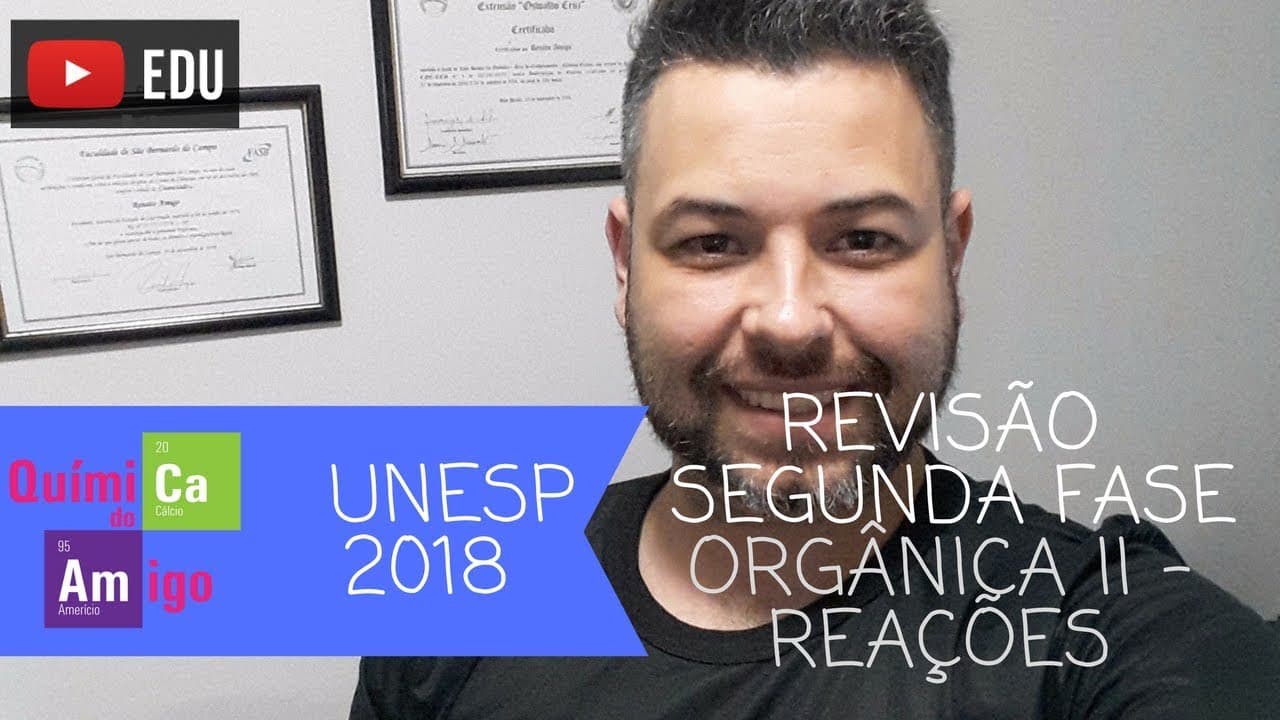 Thumbnail: UNESP 2018 - Revisão - Orgânica II - Reações