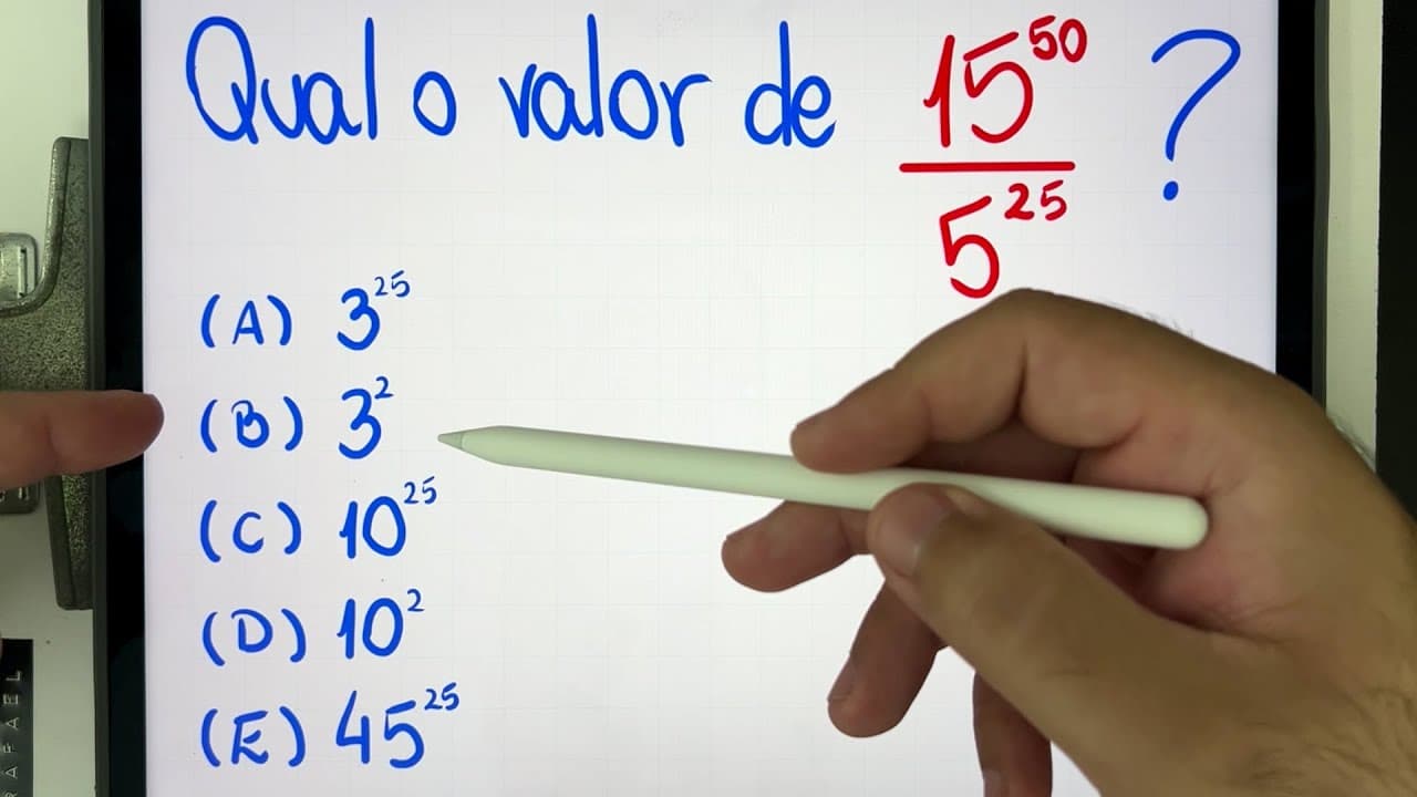 Thumbnail: 🤯 MATEMÁTICA BÁSICA DESBUGADA - 15⁵⁰/5²⁵ = ??? Divisão de potências bugante, você consegue?