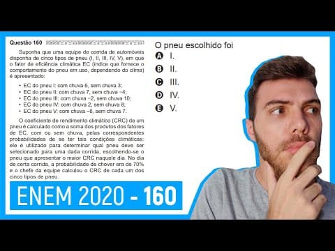 Thumbnail da aula: 🛑Questão 160 Enem 2020 - Resolução Passo a Passo -  Suponha que uma equipe de corrida de ...