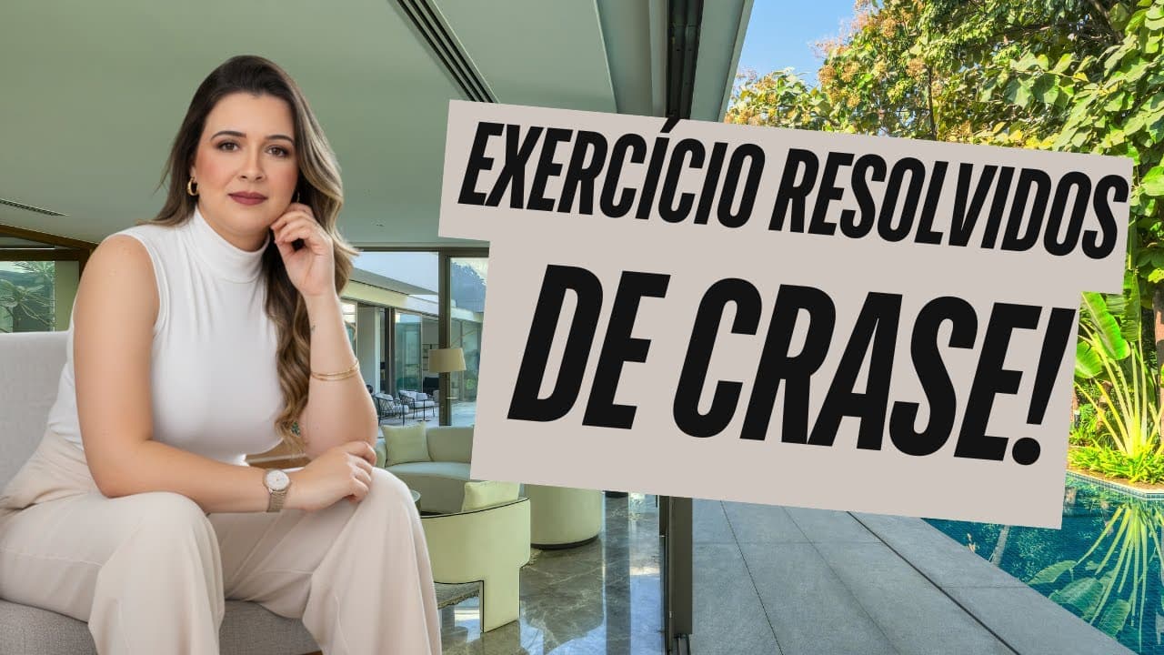 Thumbnail: Pare de chutar! Aprenda a lógica da CRASE resolvendo exercícios na prática.  - Professora Pamba