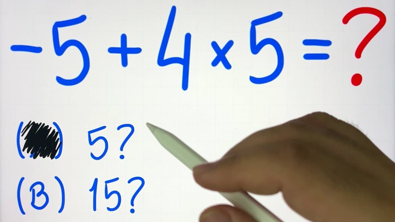 Thumbnail: 🤯 MATEMÁTICA BÁSICA DESBUGADA  -5+4x5 = ??? Essa todo mundo errou! O que é TERMIAL? Você sabe?