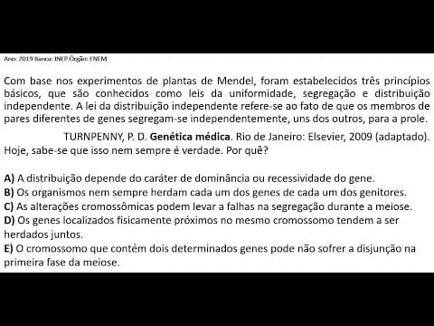 Thumbnail da aula: ENEM 2019 - Com base nos experimentos de plantas de Mendel, foram estabelecidos três princípios...