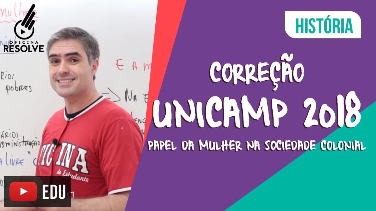 Thumbnail: Correção Unicamp Segunda fase 2018: Papel da Mulher na Sociedade Colonial