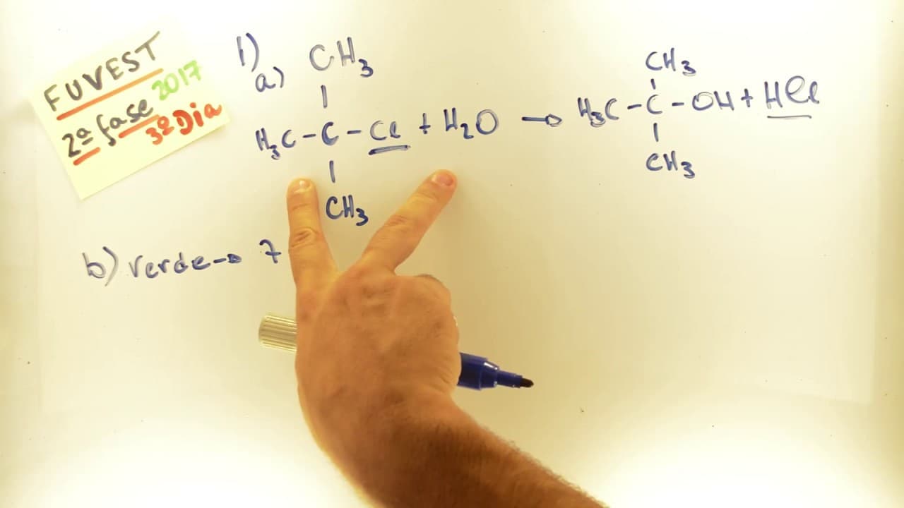 Thumbnail: Reagindo TERC FUVEST 2017 - Química Q01 - Hidrólise Orgânica - 2ªfase3ºdia - Aulas A+ Resolve