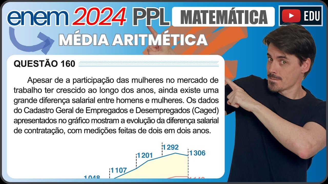 Thumbnail: [ENEM 2024 PPL] 160 📘 MÉDIA ARITMÉTICA Apesar de a participação das mulheres no mercado de trabalho