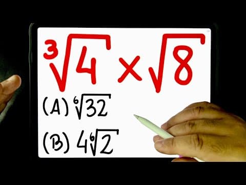 Thumbnail da aula: 🔥 Problema de MULTIPLICAÇÃO DE RAIZ CÚBICA COM RAIZ QUADRADA DE POTÊNCIAS DE BASE 2 😱 Consegue?