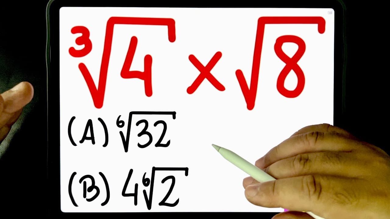 Thumbnail: 🔥 Problema de MULTIPLICAÇÃO DE RAIZ CÚBICA COM RAIZ QUADRADA DE POTÊNCIAS DE BASE 2 😱 Consegue?
