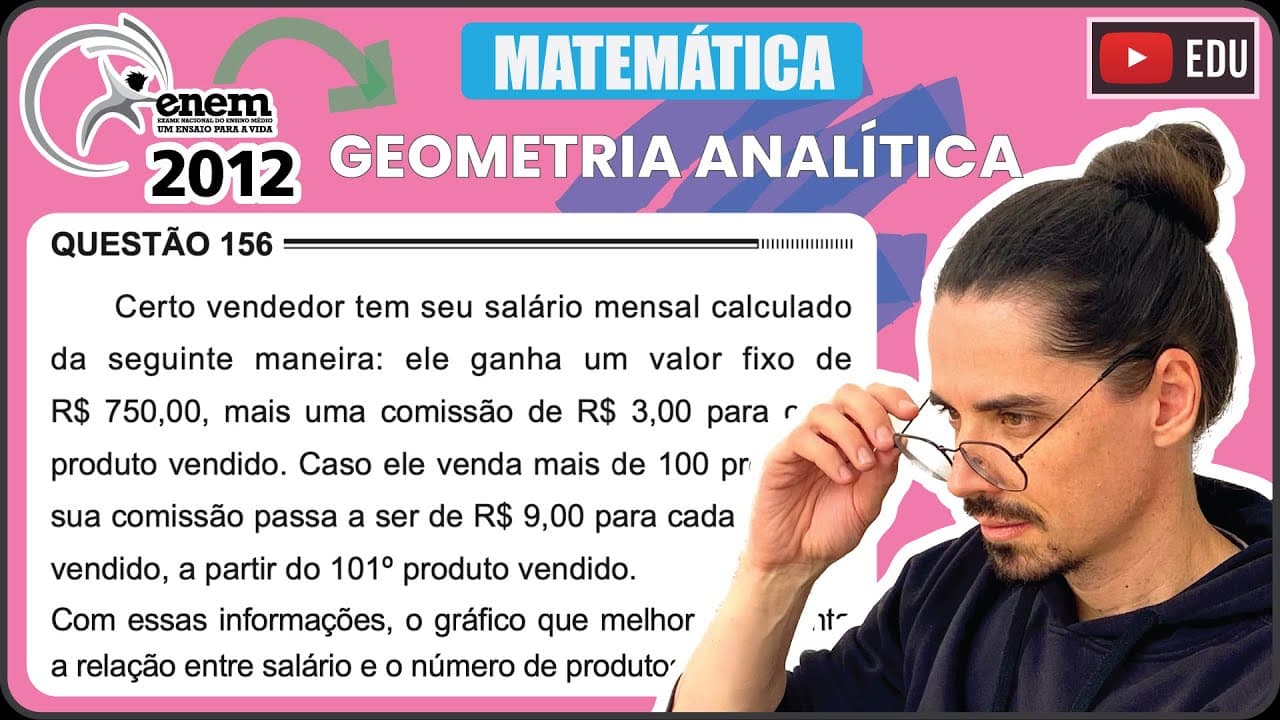 Thumbnail: [ENEM 2012] 156 📘 GEOMETRIA ANALÍTICA Certo vendedor tem seu salário mensal calculado da seguinte